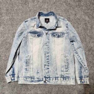 Southpole‎ Mens Denim Jacket Distressed Acid Wash Mens Large